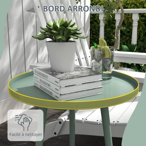 Table basse de jardin acier vert 40 x 40 x 50 cm - PANGIVO - Image 8