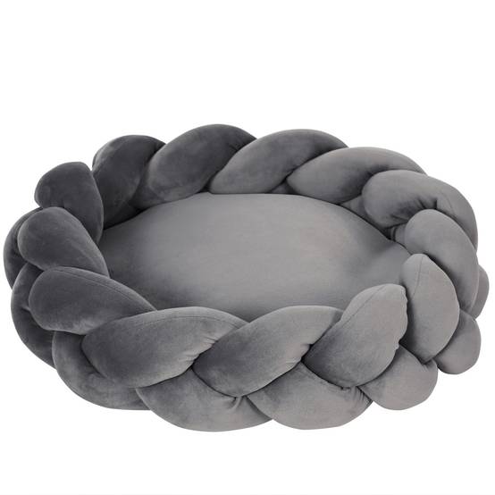 Panier pour Petit Chien et Chat en Corde de Coton Lavable Couchage Rond avec Coussin Amovible Ø55 cm Gris - ComfortXL Outdoor Living - Image 2