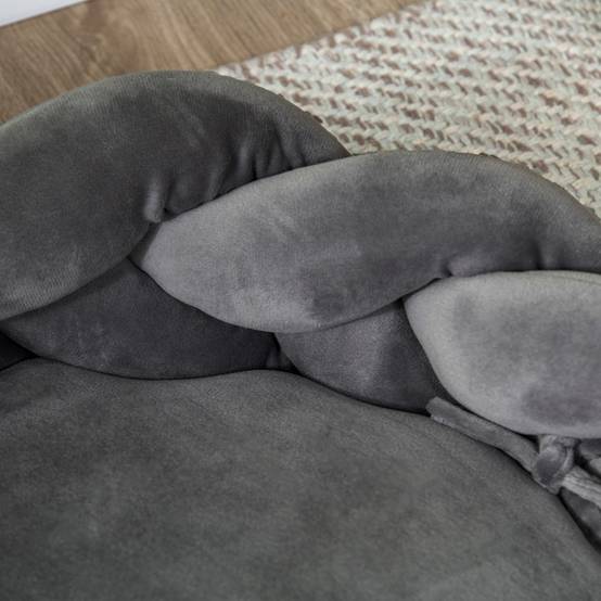 Panier pour Petit Chien et Chat en Corde de Coton Lavable Couchage Rond avec Coussin Amovible Ø55 cm Gris - ComfortXL Outdoor Living - Image 10