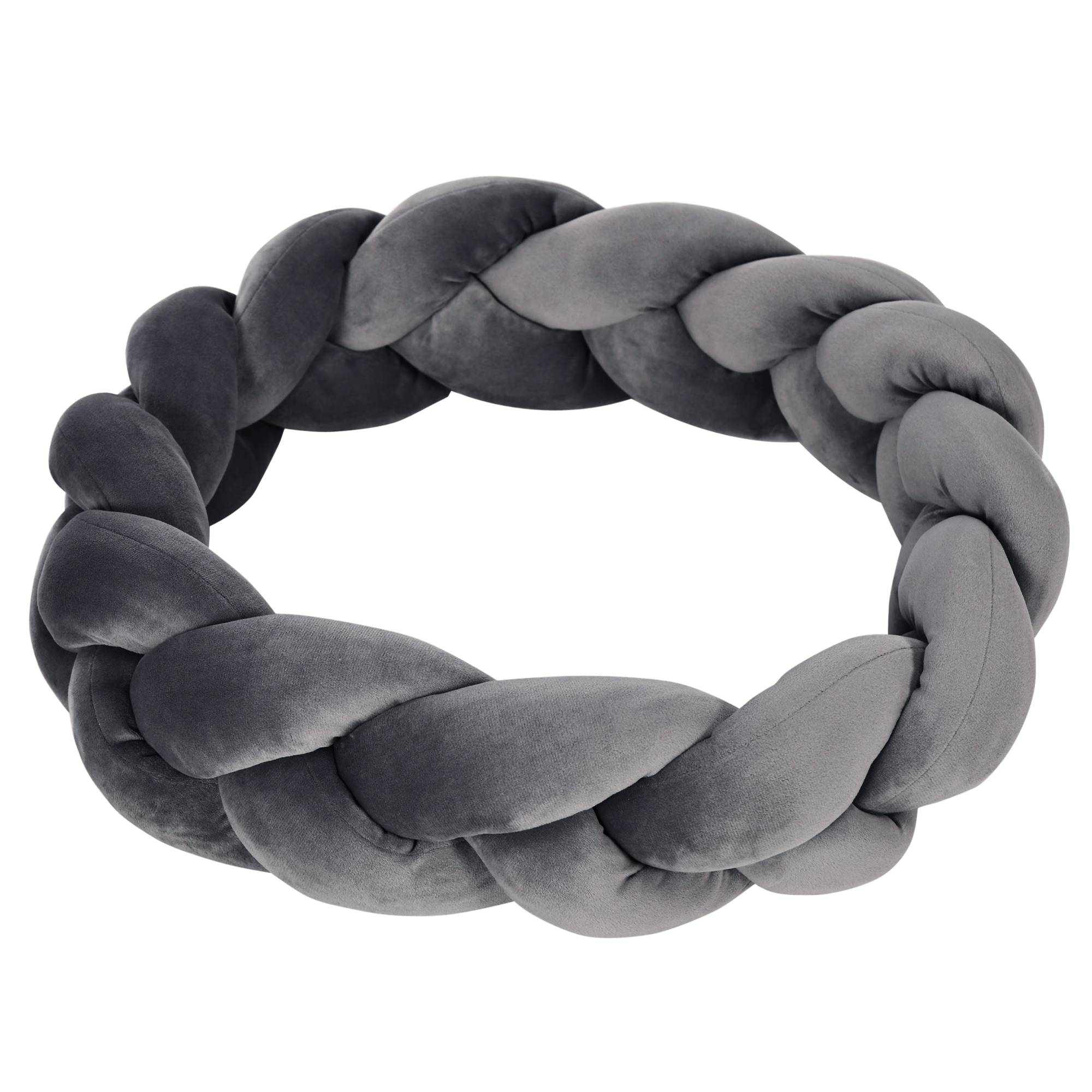 Panier pour Petit Chien et Chat en Corde de Coton Lavable Couchage Rond avec Coussin Amovible Ø55 cm Gris - ComfortXL Outdoor Living - Image 9
