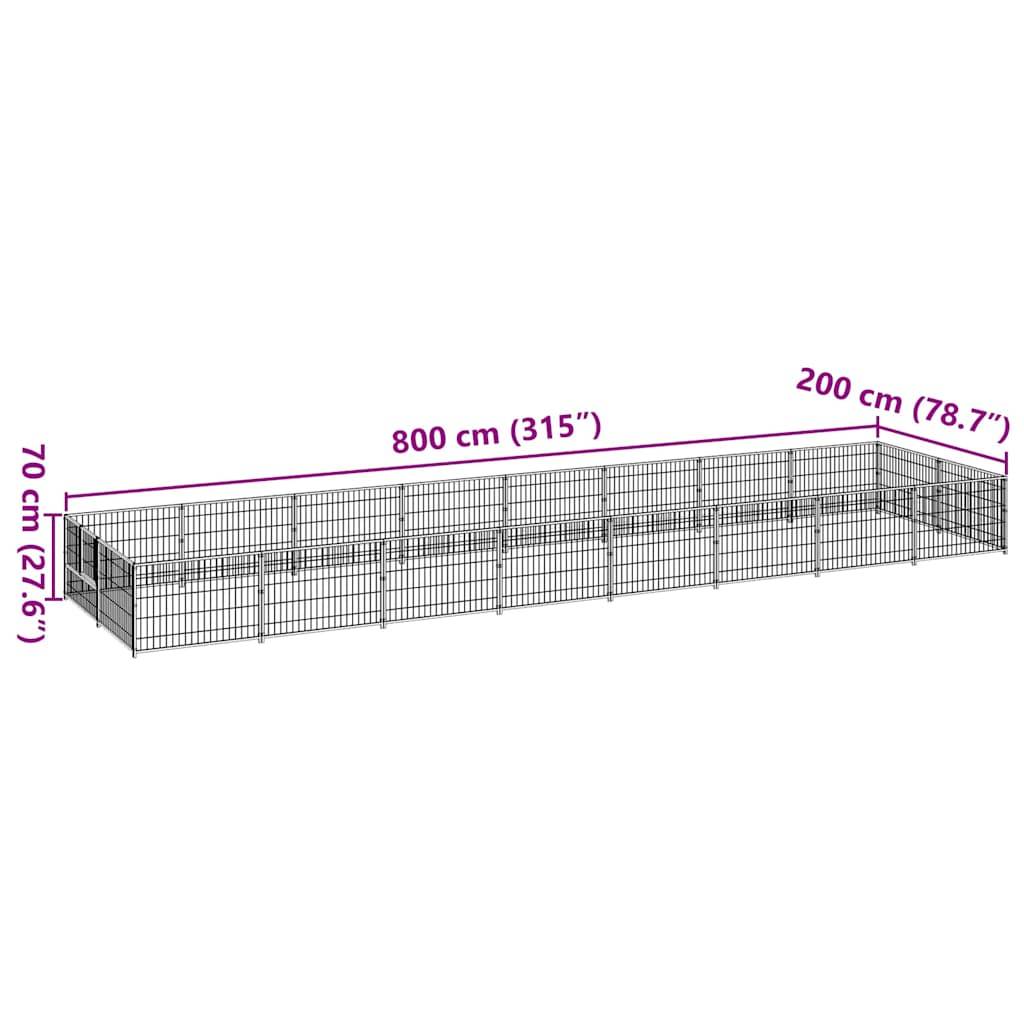 Vidaxl - Chenil Noir 16 m² Acier vidaXL 3082115 - Imagen 3