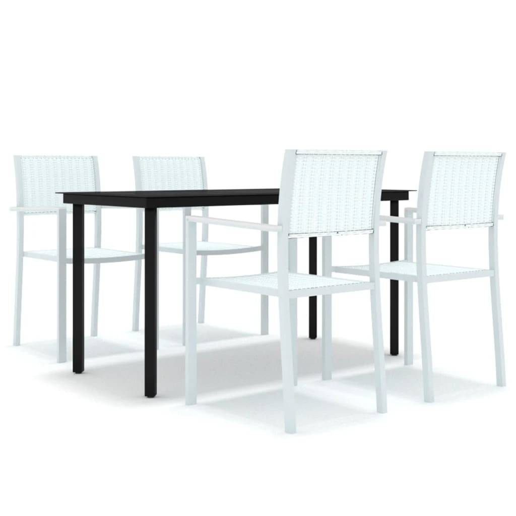 Ensemble Repas 4P 140cm Plastique Aspect Rotin et Acier Blanc – ComfortXL Outdoor Living - Image 2