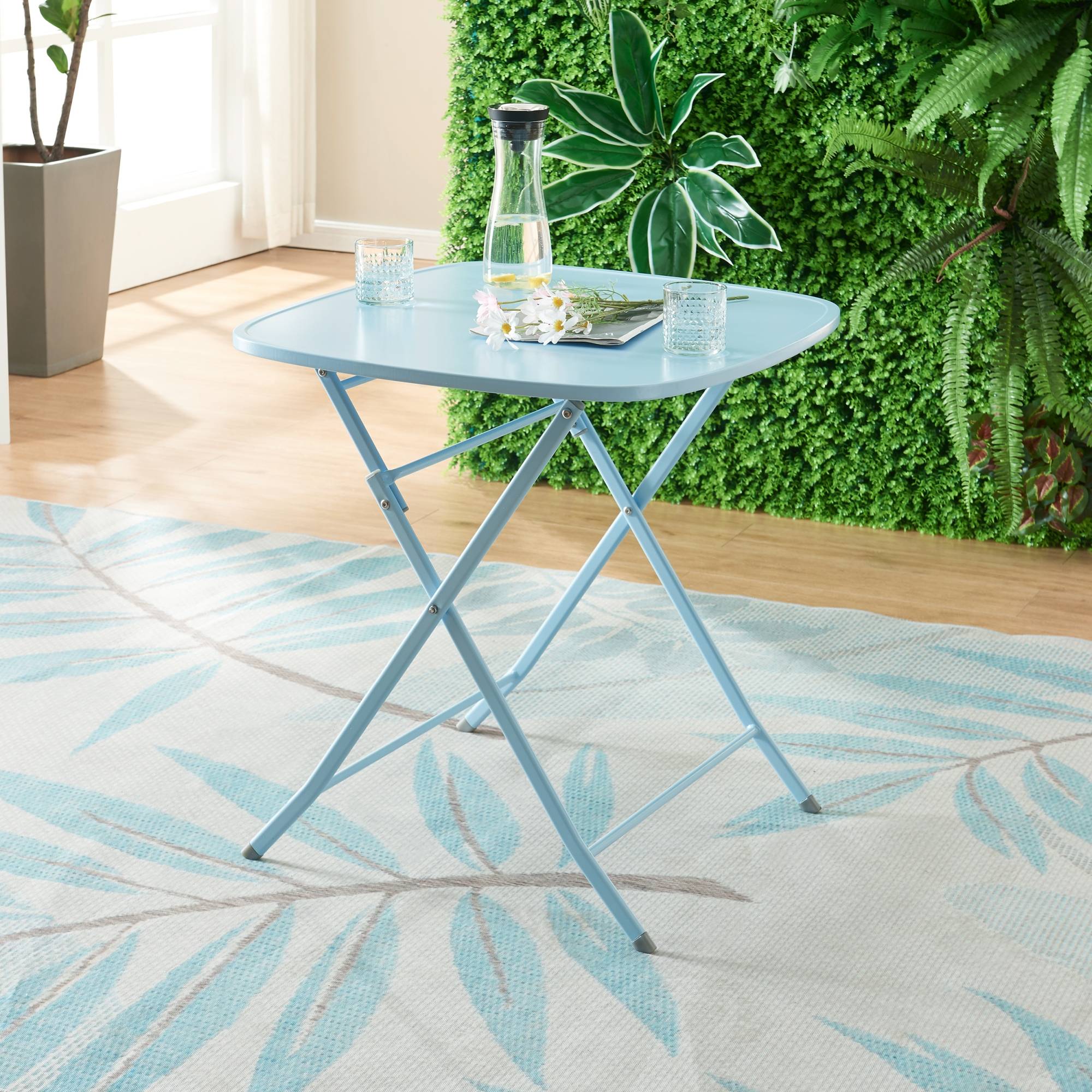 Table de jardin pliante Sande 71 x 70 x 70 cm bleu ciel [en.casa] - Imagen 9