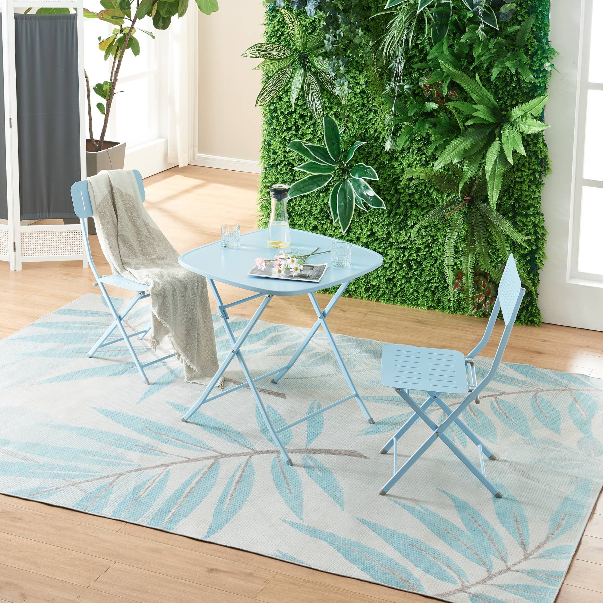 Table de jardin pliante Sande 71 x 70 x 70 cm bleu ciel [en.casa] - Imagen 10