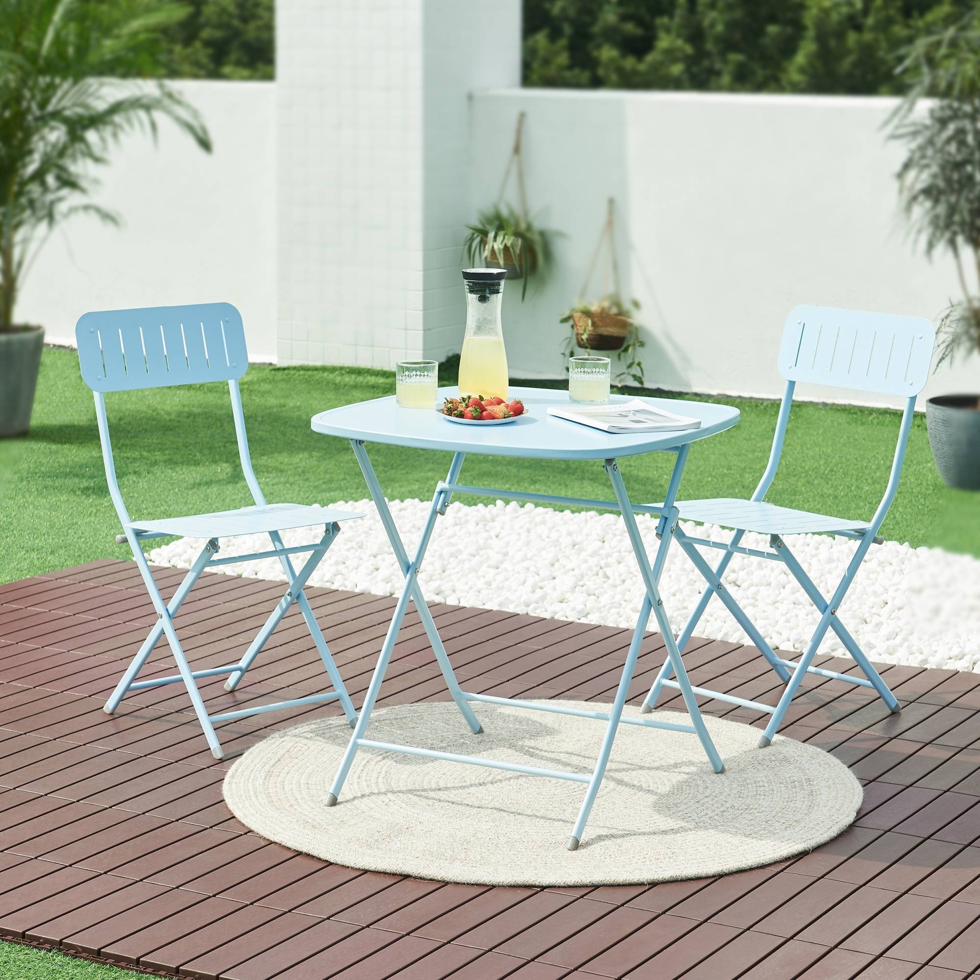 Table de jardin pliante Sande 71 x 70 x 70 cm bleu ciel [en.casa] - Imagen 8