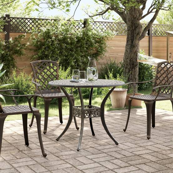 Table de jardin aluminium coulé bronze Ø90 x 75 cm - PANGIVO - Image 3