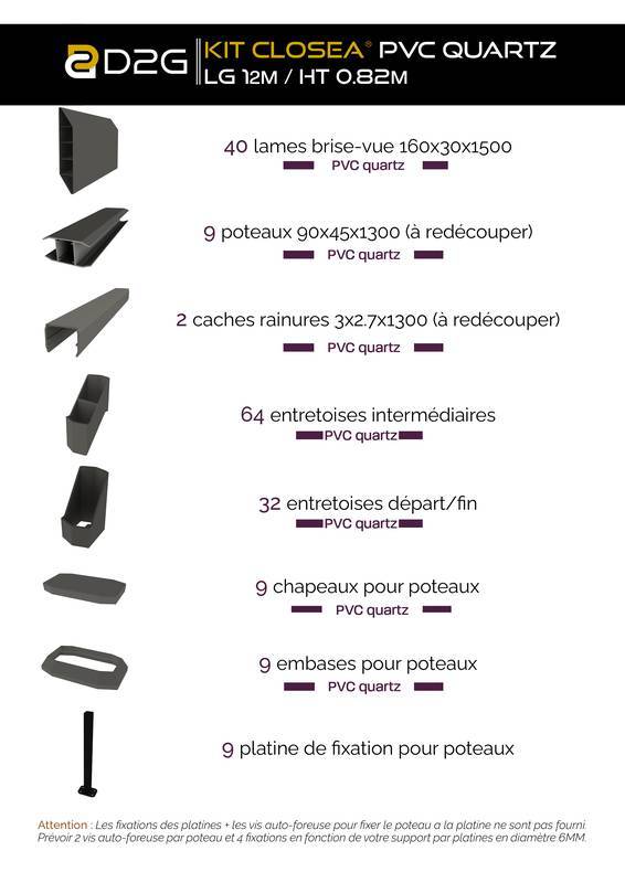Closea - Kit cloture - Lame 16cm - PVC Quartz - LG: 12m x H: 0m82 Closea - Image 4