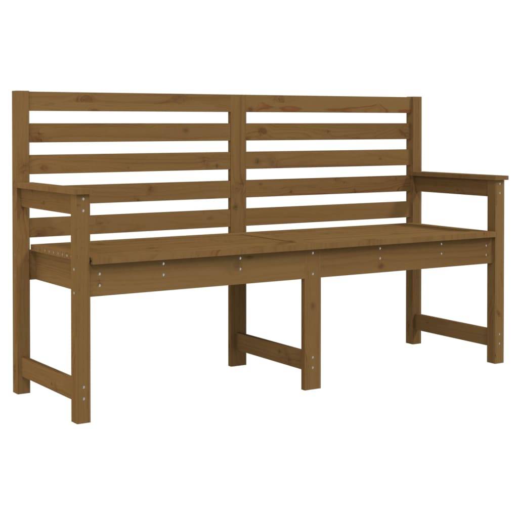 Helloshop26 - Banc de jardin meuble de patio d'extérieur terrasse 159,5 x 48 x 91,5 cm bois de pin massif marron miel - Imagen 1