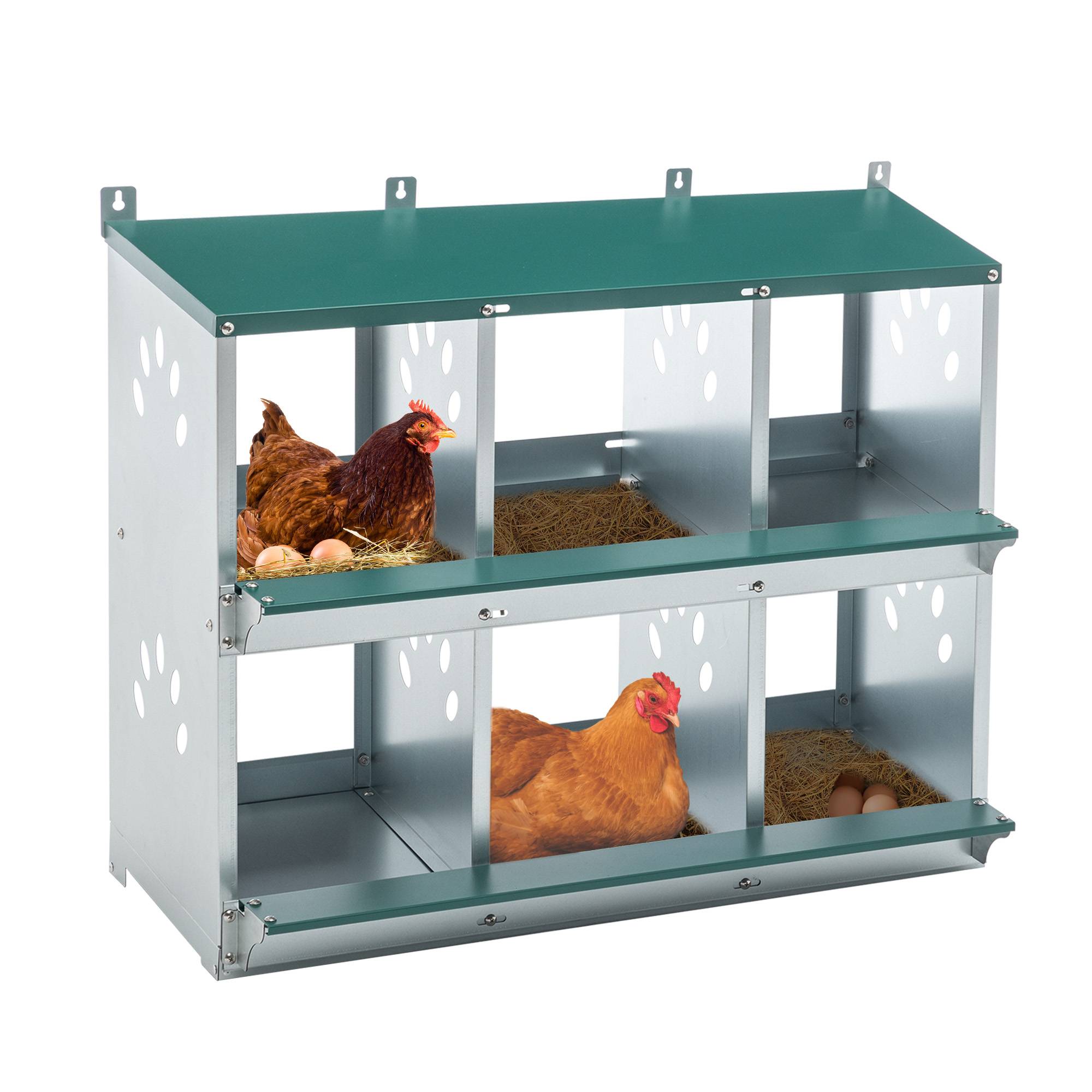 Pondoir poule 6 compartiments acier pour poulailler ramassage facile 81x41x67cm vert - ComfortXL Outdoor Living - Image 7