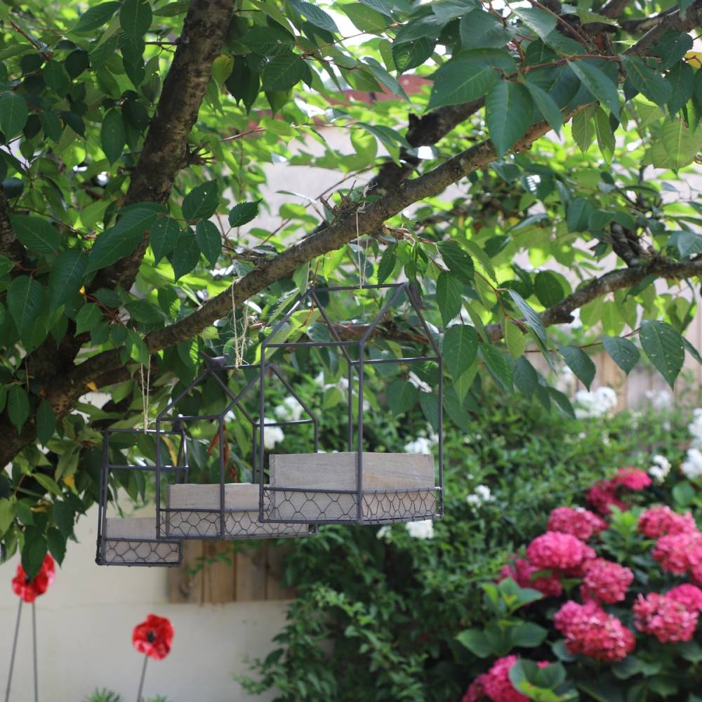 Jardinière extérieure pot fleurs jardin bois métal marron 25x14x30cm Chemin de campagne - Imagen 8