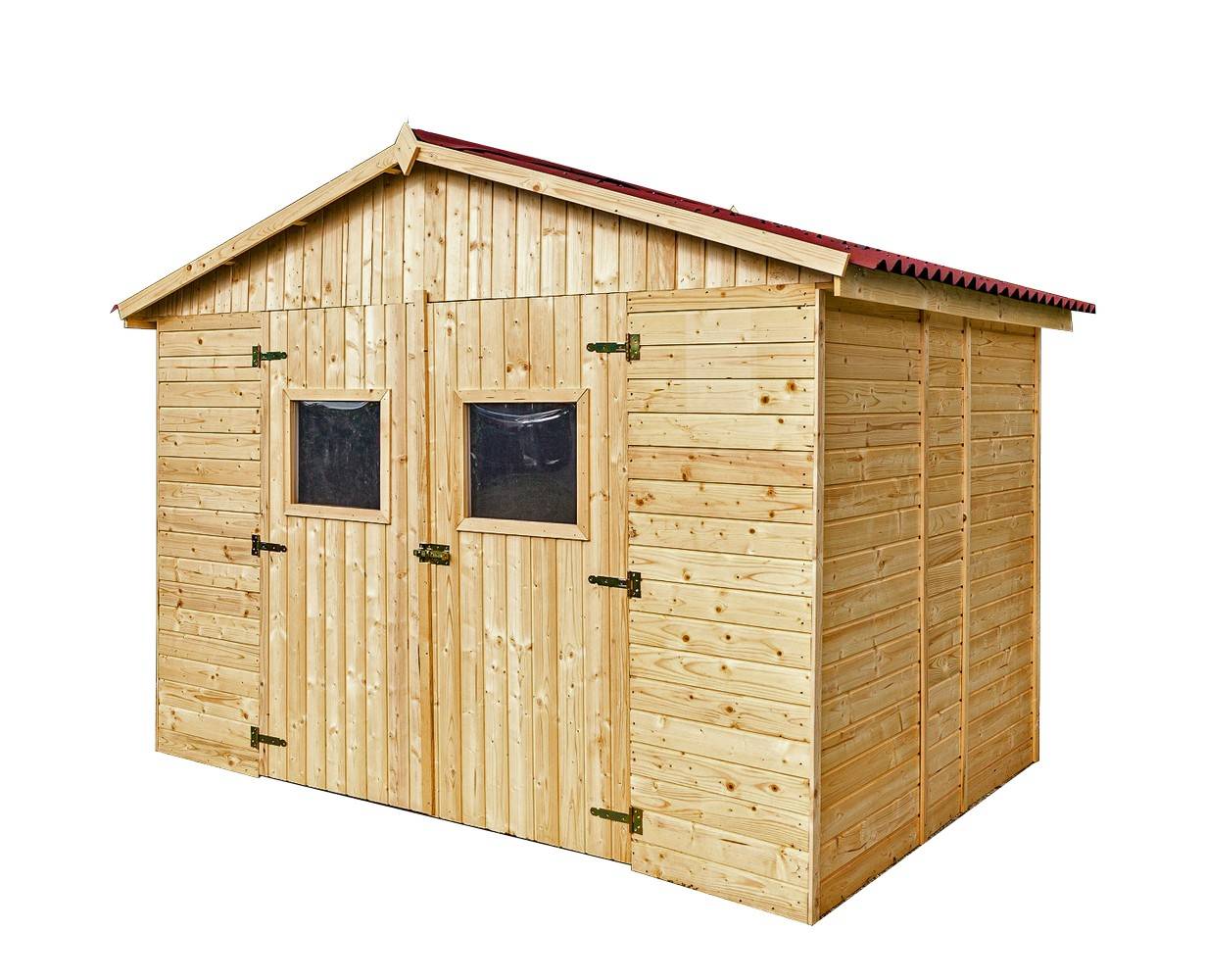 Habrita - Abri Panneau bois massif sans plancher / 16 mm / surface extérieure : 6,60 m2 / toiture plaques ondulées plus grande longévité - Imagen 1