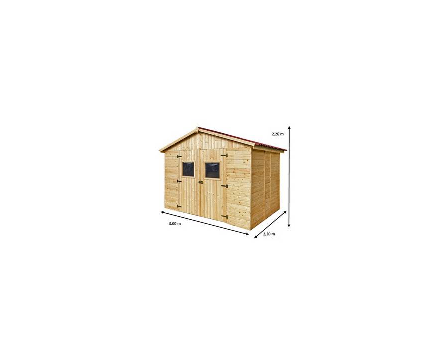 Habrita - Abri Panneau bois massif sans plancher / 16 mm / surface extérieure : 6,60 m2 / toiture plaques ondulées plus grande longévité - Imagen 4