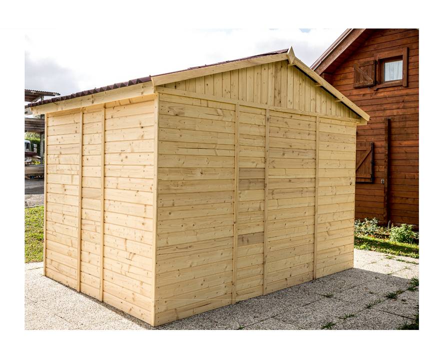 Habrita - Abri Panneau bois massif sans plancher / 16 mm / surface extérieure : 6,60 m2 / toiture plaques ondulées plus grande longévité - Imagen 5