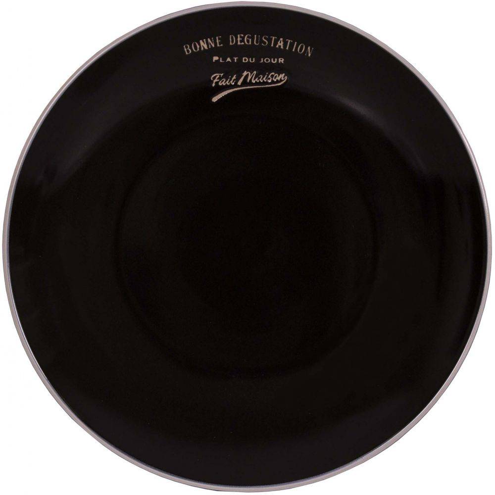 Antic Line Creations - Assiettes en grès noir Bonne dégustation (Lot de 6) Assiettes plates - 27 cm - Imagen 2
