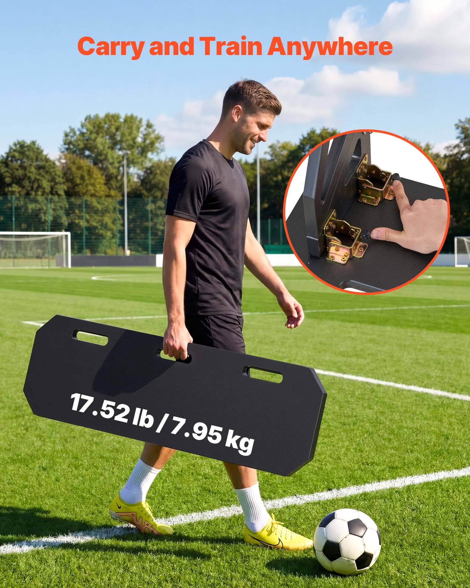 Vevor - VEVOR Planche de rebond football 100x30 cm, 3 angles réglables, PEHD pliable, sac de sable et piquets inclus. - Image 5