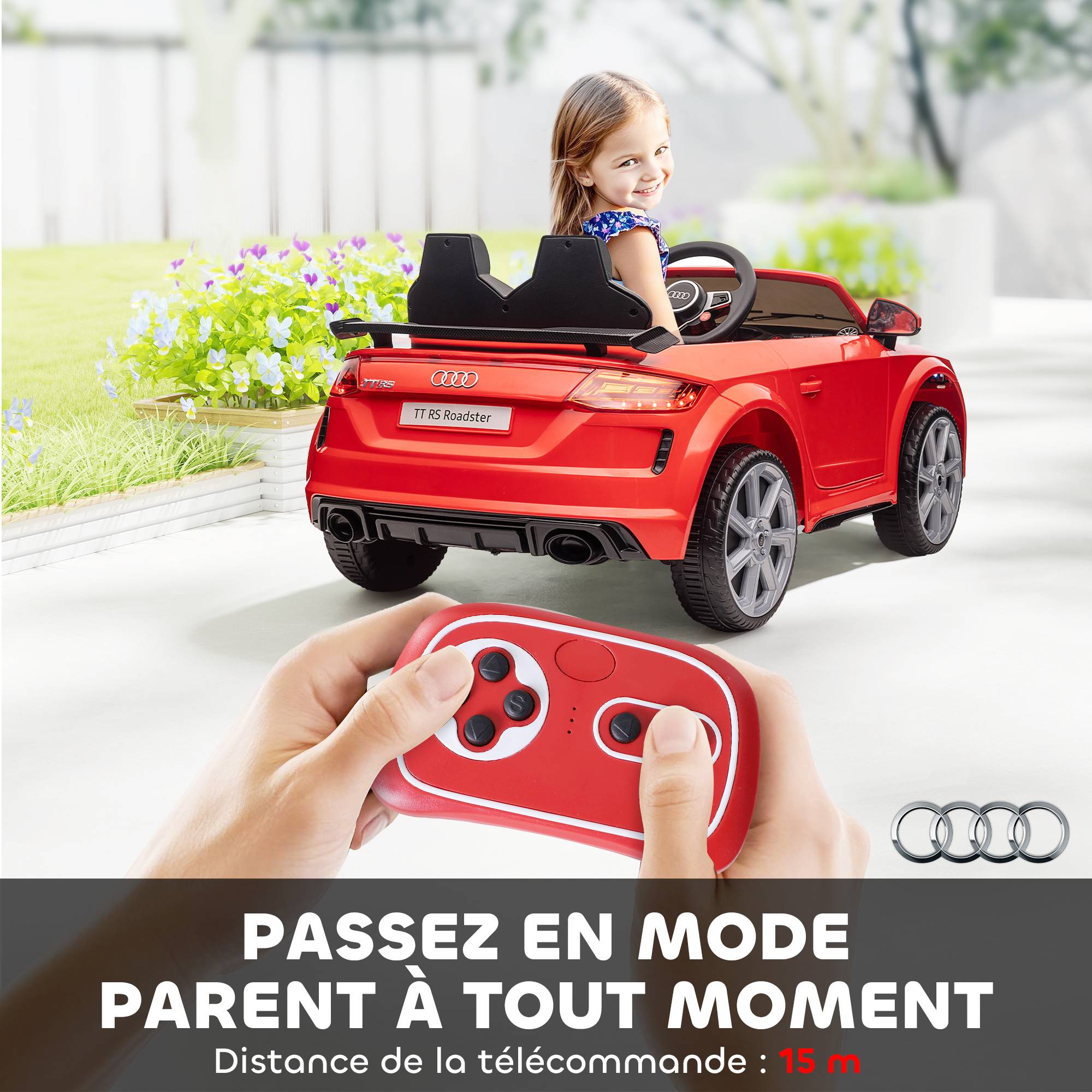 Véhicule électrique Enfant TT RS 12 V 30 W V. Max. 3 Km/h télécommande Effets sonores + Lumineux Rouge - Image 7