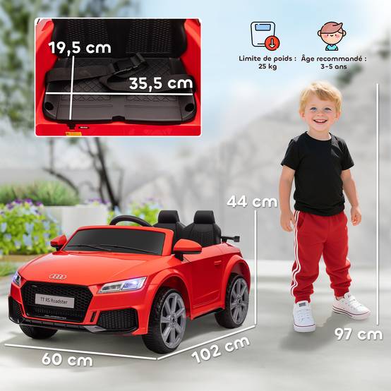 Véhicule électrique Enfant TT RS 12 V 30 W V. Max. 3 Km/h télécommande Effets sonores + Lumineux Rouge - Image 5
