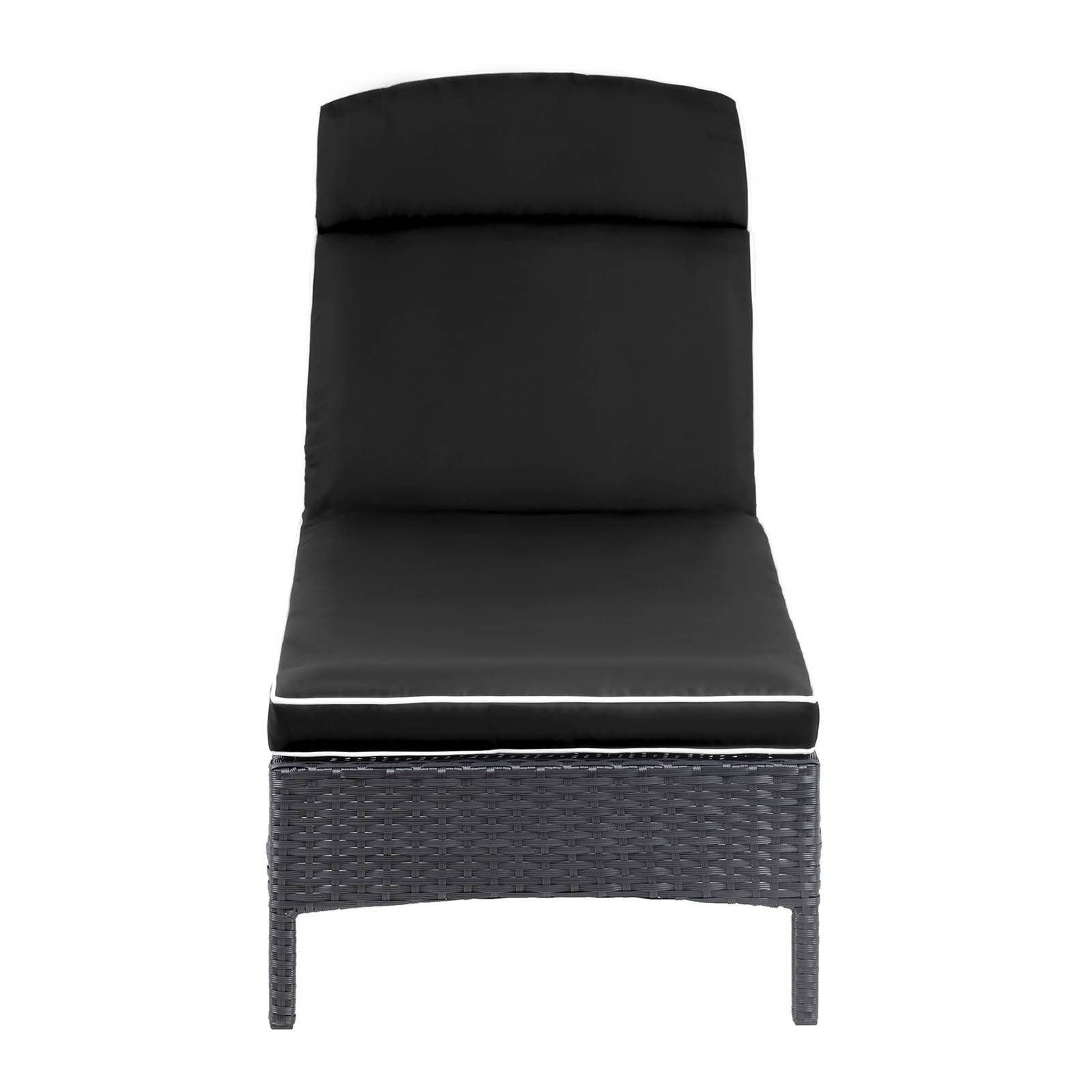 Helloshop26 - Bain de soleil en rotin 193 x 60 x 90 jardin dossier réglable noir - Imagen 5
