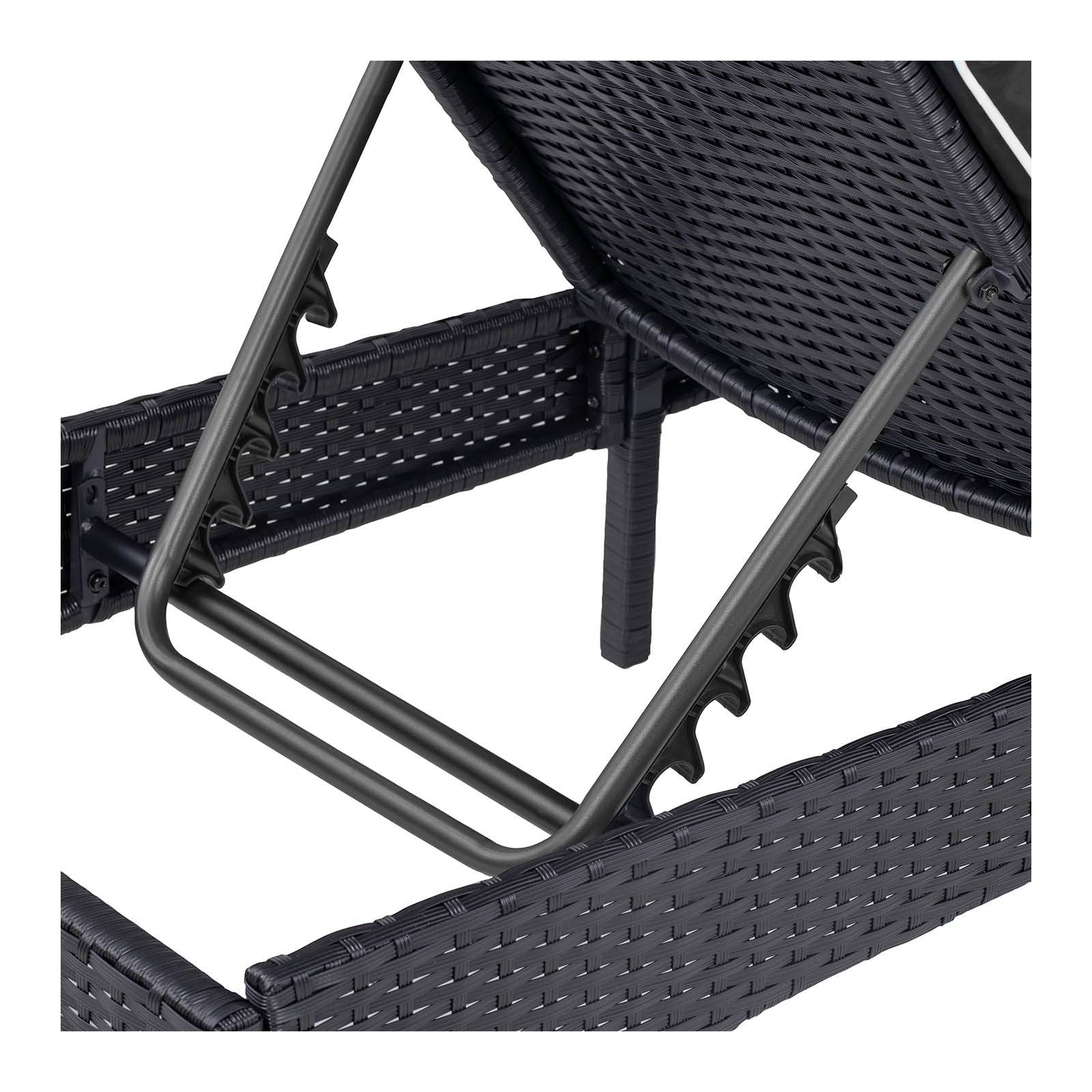 Helloshop26 - Bain de soleil en rotin 193 x 60 x 90 jardin dossier réglable noir - Imagen 2