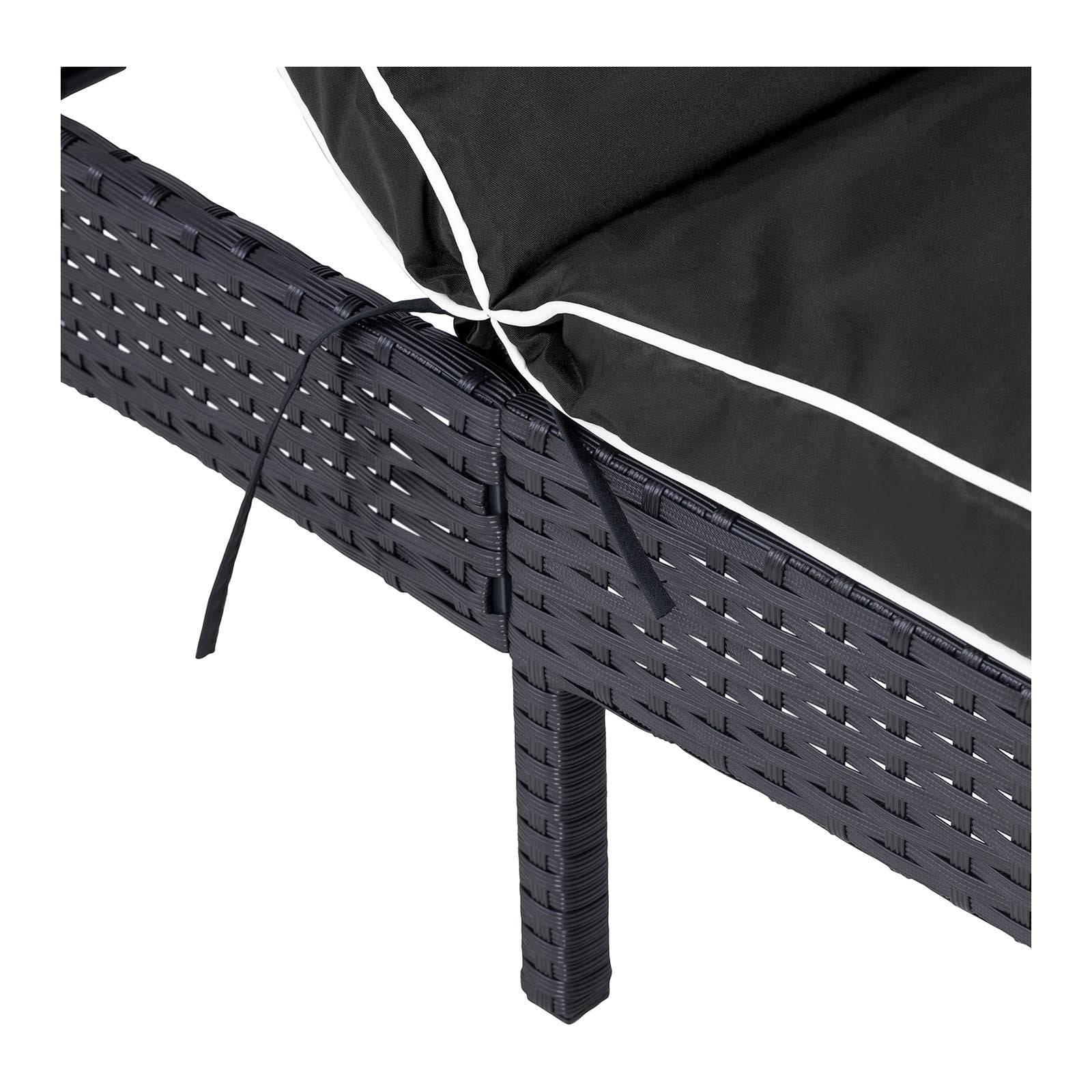 Helloshop26 - Bain de soleil en rotin 193 x 60 x 90 jardin dossier réglable noir - Imagen 4