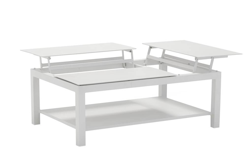 Proloisirs - Table basse BUTTERFLY élévatrice – 120 x 80 x 42/54 cm – Aluminium époxy – Blanc