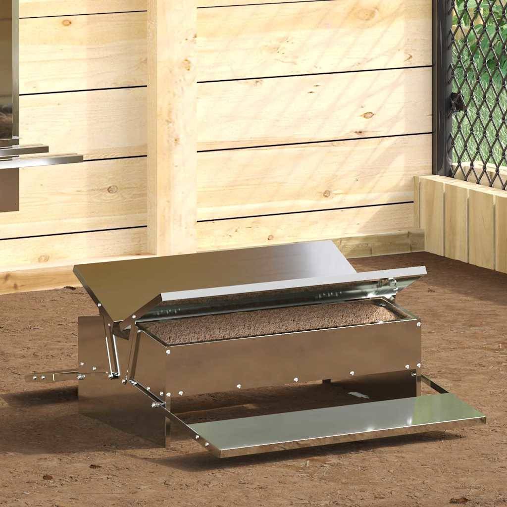 Nourrisseur Pédale Acier Poule Anti-Nuisible 10kg Argent - ComfortXL Outdoor Living - Image 1