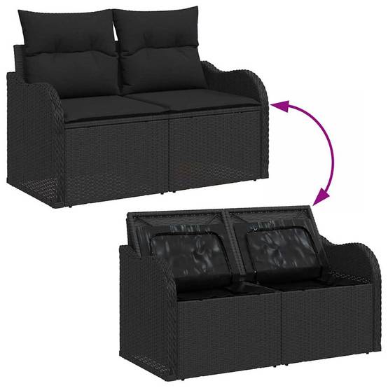 Salon de Jardin 5 Places Modulable en Résine Tressée Noire avec Coussins Confortables – ComfortXL Outdoor Living - Image 9