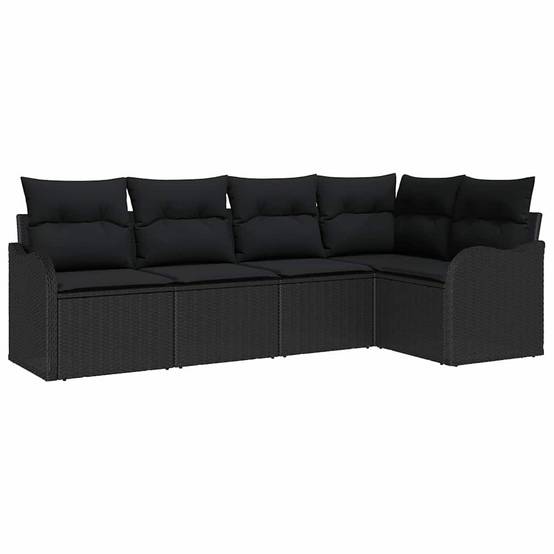Salon de Jardin 5 Places Modulable en Résine Tressée Noire avec Coussins Confortables – ComfortXL Outdoor Living - Image 2