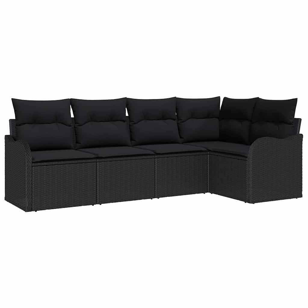 Salon de Jardin 5 Places Modulable en Résine Tressée Noire avec Coussins Confortables – ComfortXL Outdoor Living - Image 2