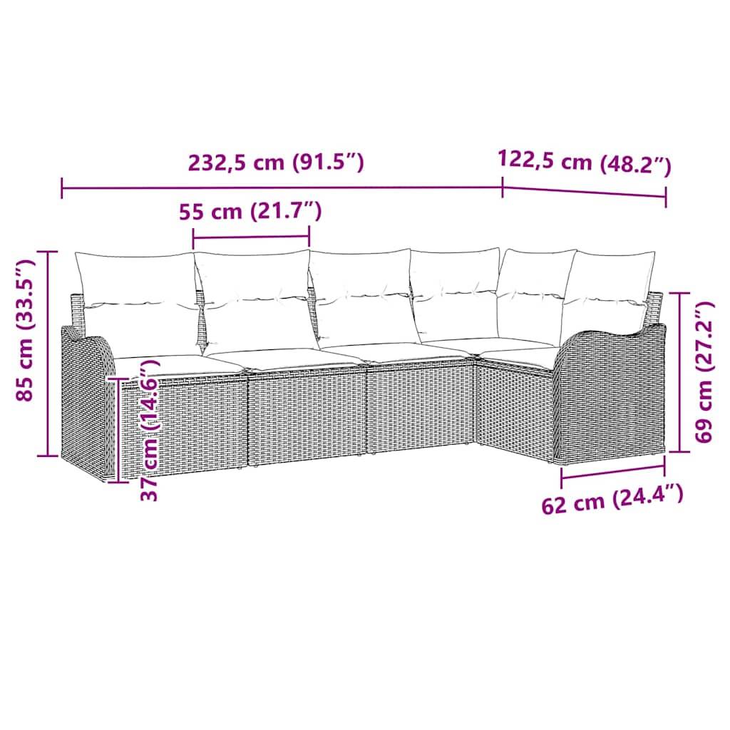 Salon de Jardin 5 Places Modulable en Résine Tressée Noire avec Coussins Confortables – ComfortXL Outdoor Living - Image 4