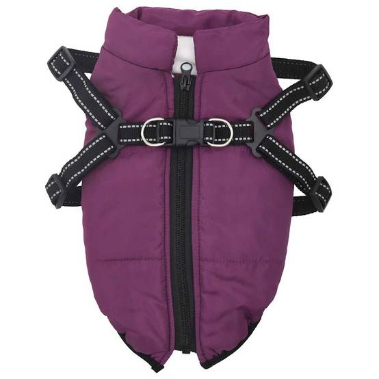 Manteau Chien Hiver Imperméable avec Harnais intégré Polaire Violet L24 – ComfortXL Pet Living - Image 2