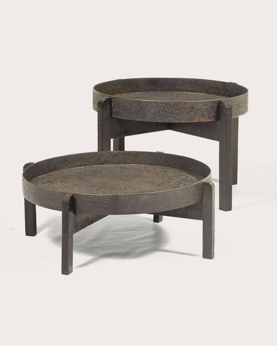 Gaby - Table basse ronde gigogne en métal noir - UNIQKA - Imagen 1