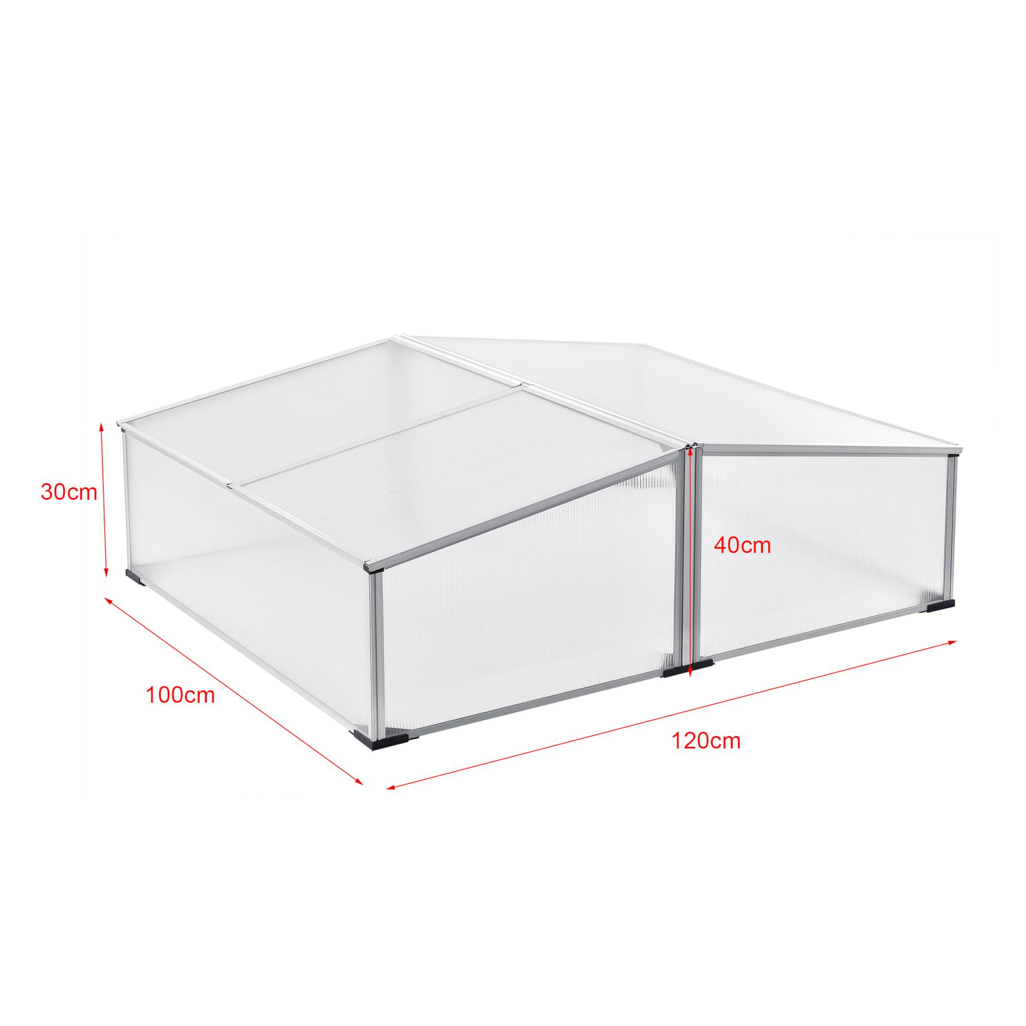 Châssis de Jardin Mossel Double Relevable Polycarbonate 100x120x40 cm [en.casa] - Image 3