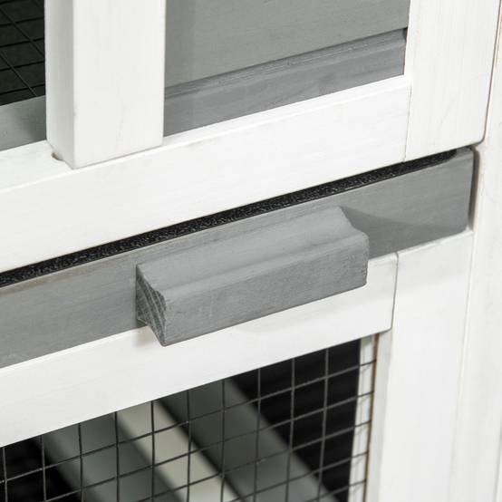 Clapier à lapins bois intérieur design de luxe 3 niveaux sur roulettes gris - ComfortXL Outdoor Living - Image 10