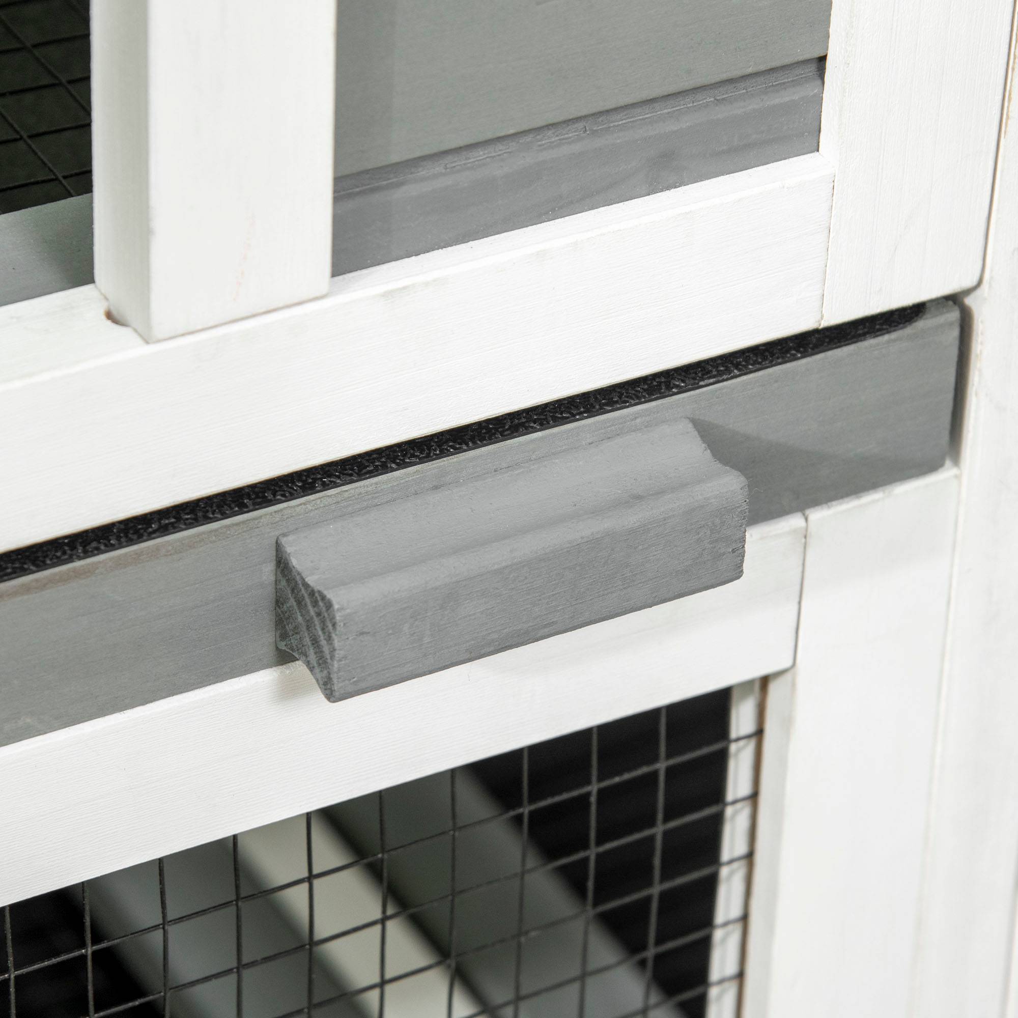 Clapier à lapins bois intérieur design de luxe 3 niveaux sur roulettes gris - ComfortXL Outdoor Living - Image 10
