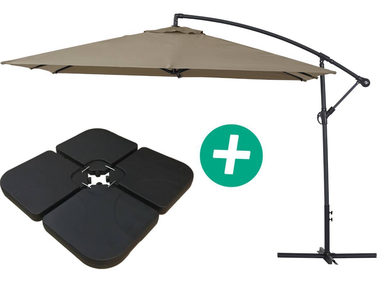 Parasol Jardin Déporté Alu "ilios 3" - Carré - 3 X 3 M - Taupe - Dalles Incluses -habitat Et Jardin - Imagen 1
