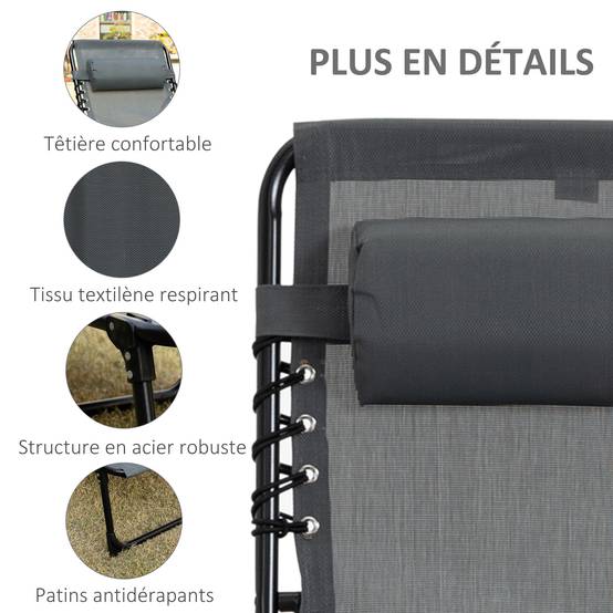Outsunny - Transat pliable portable dossier réglable - Image 5