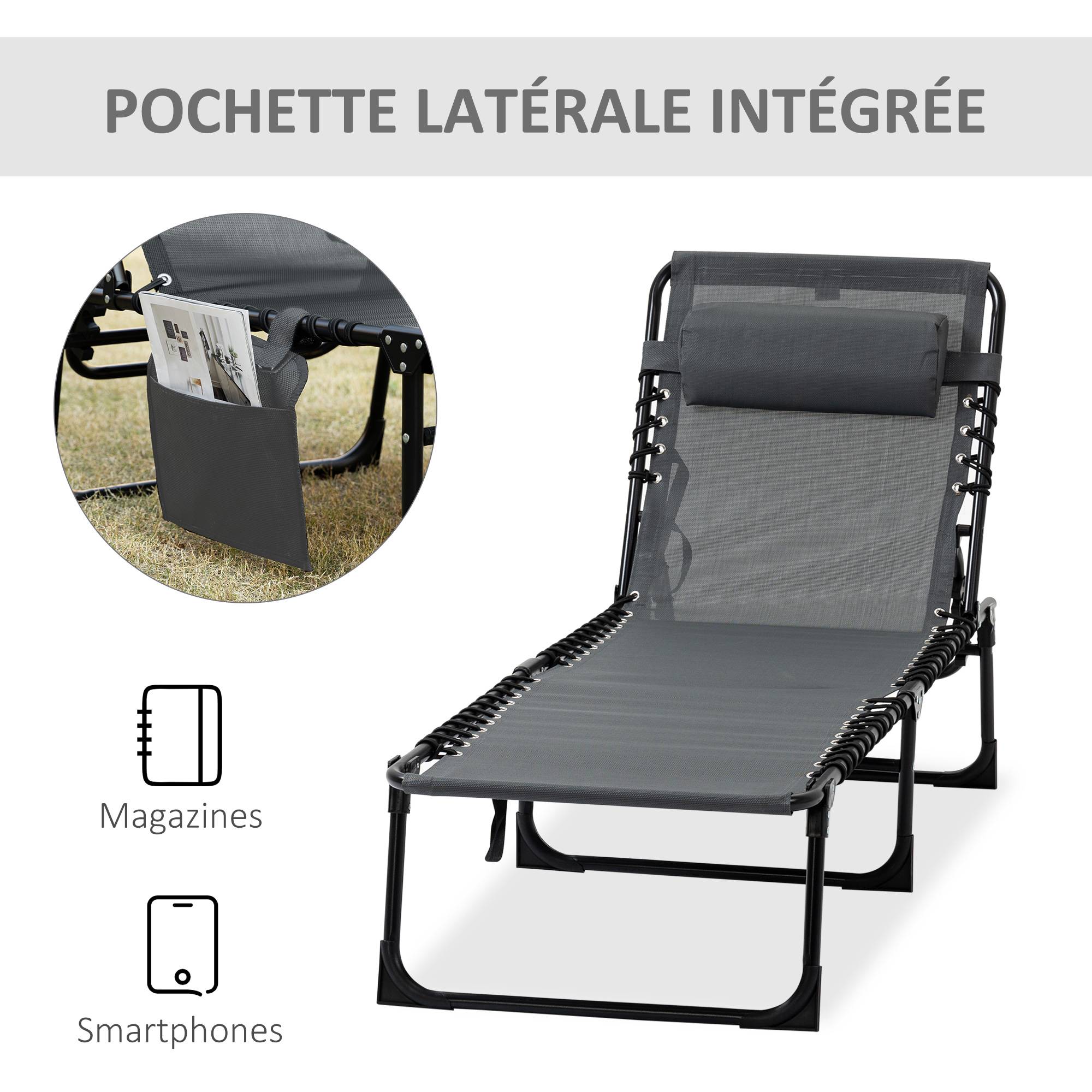 Outsunny - Transat pliable portable dossier réglable - Image 7