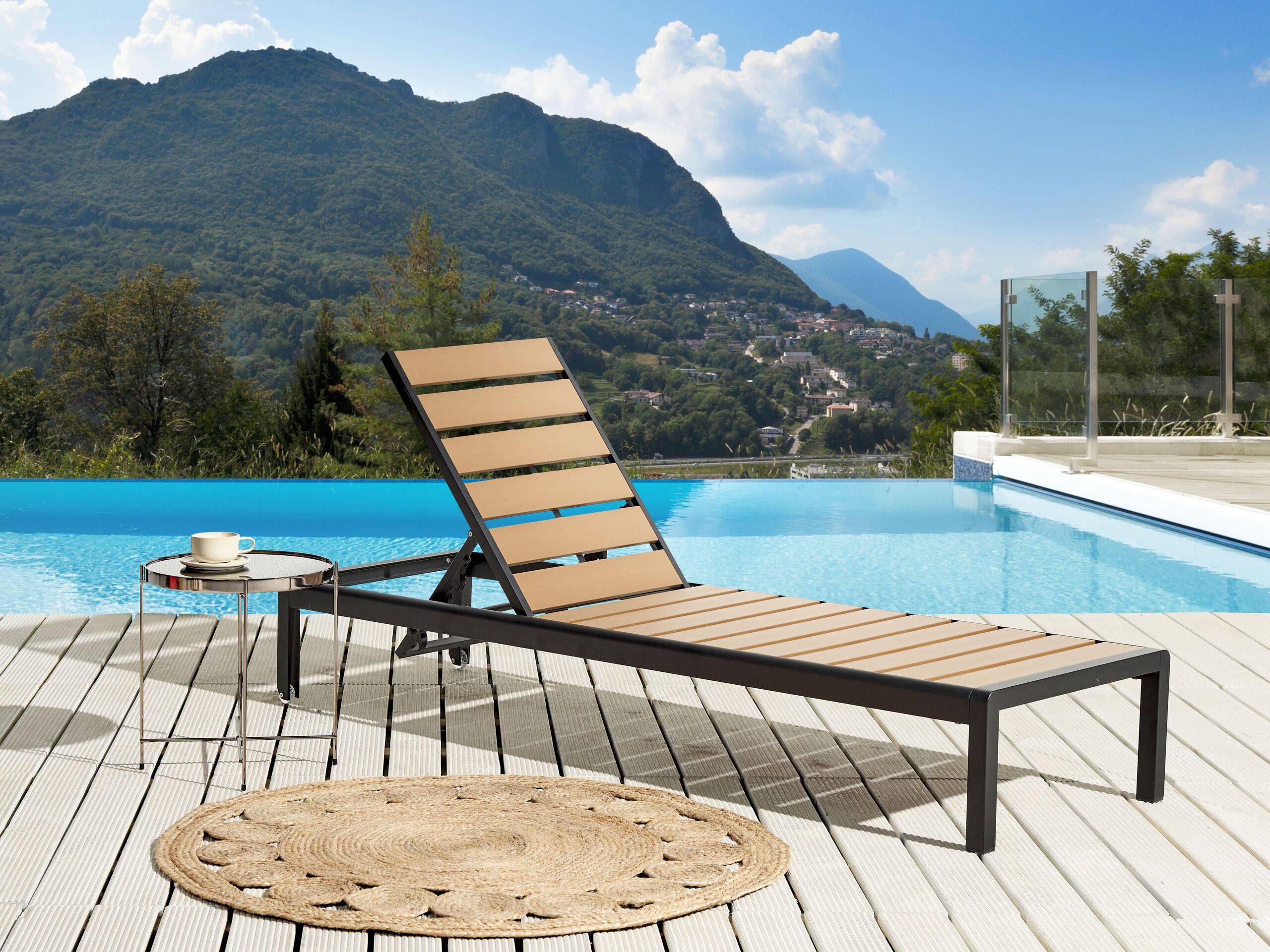 Beliani - Chaise longue Bois synthétique Marron/noir NARDO - Beliani - Imagen 1