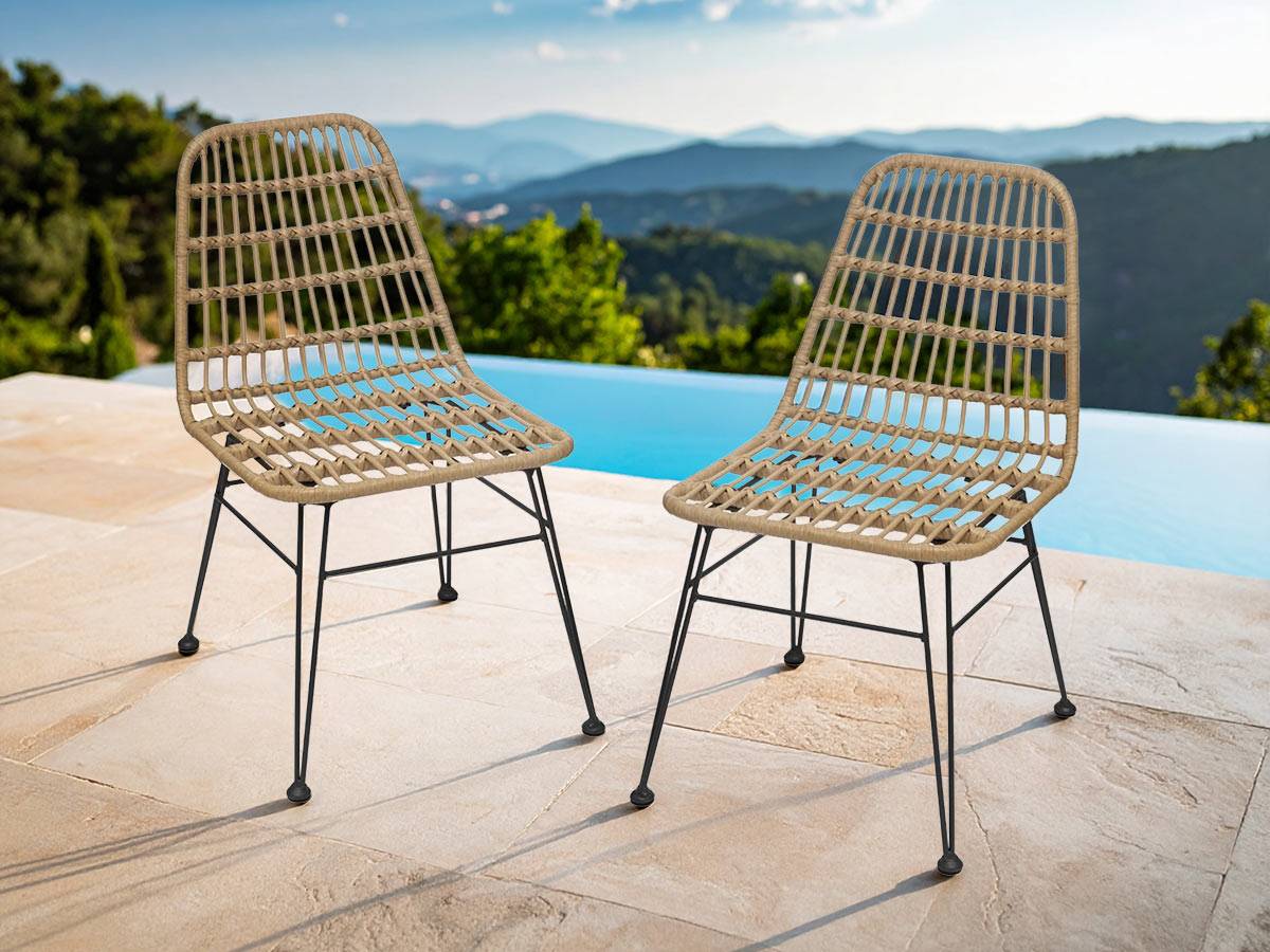 Hesperide - Lot de 2 chaises de jardin en résine tressée Lambada Sesame - Hespéride - Imagen 2
