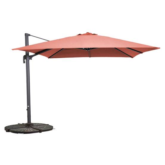 Oviala - Parasol déporté 3x3m rotatif et 4 dalles lestées terracotta Malaga - Oviala - Image 1