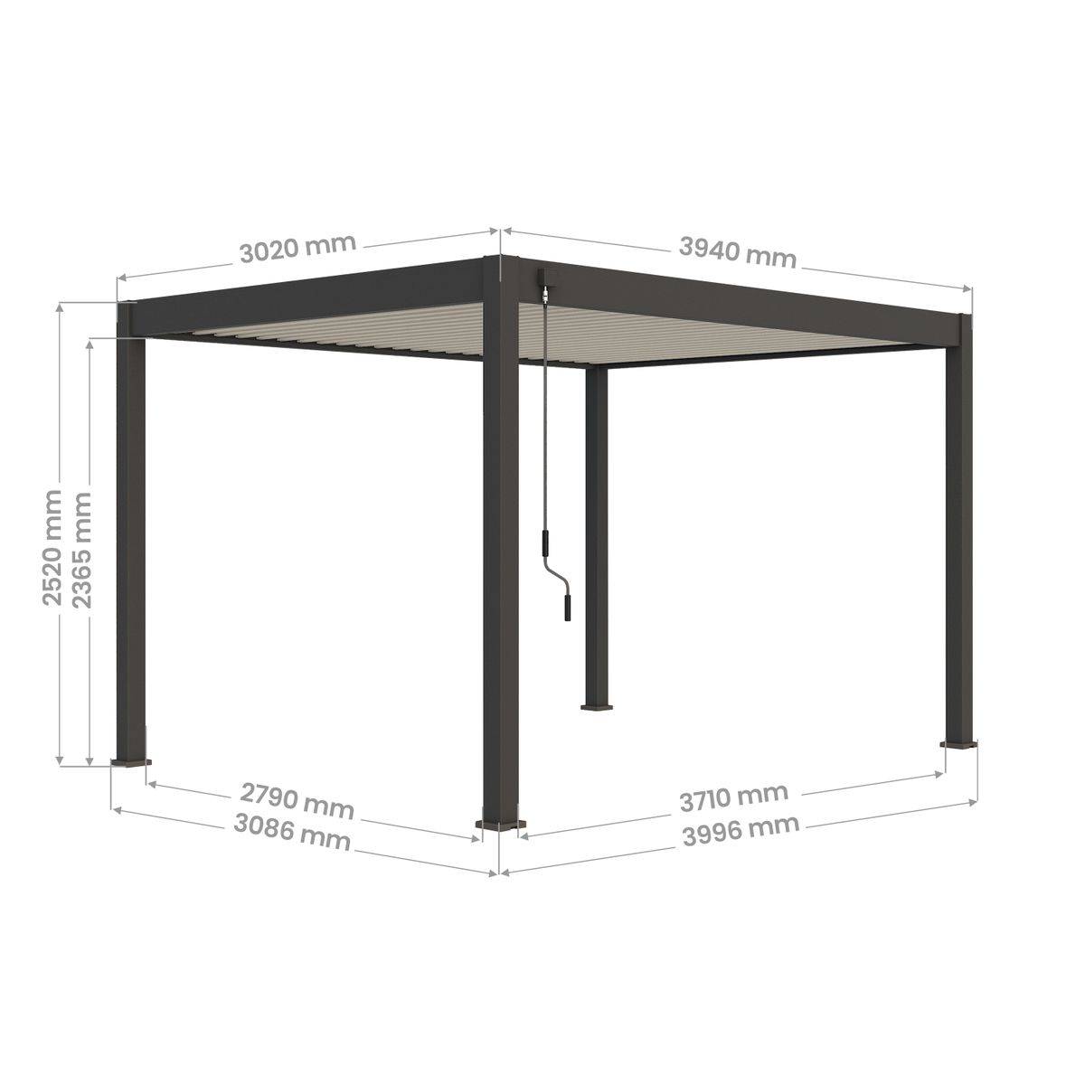 Direct Abris - Pergola Bioclimatique Aluminium Autoportee 12m² - 3x4m - Gris - Lames Orientables de 0 à 120 degrés - ECLIPSE - Image 7