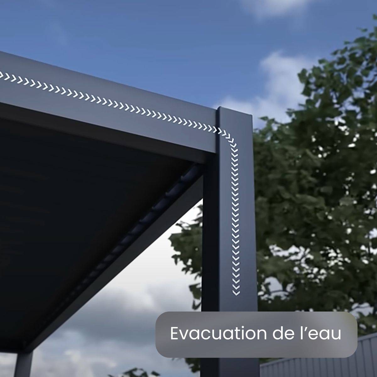 Direct Abris - Pergola Bioclimatique Aluminium Autoportee 12m² - 3x4m - Gris - Lames Orientables de 0 à 120 degrés - ECLIPSE - Image 6