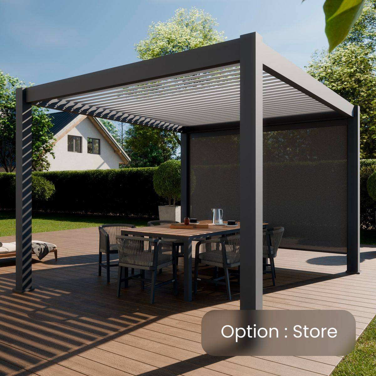 Direct Abris - Pergola Bioclimatique Aluminium Autoportee 12m² - 3x4m - Gris - Lames Orientables de 0 à 120 degrés - ECLIPSE - Image 8