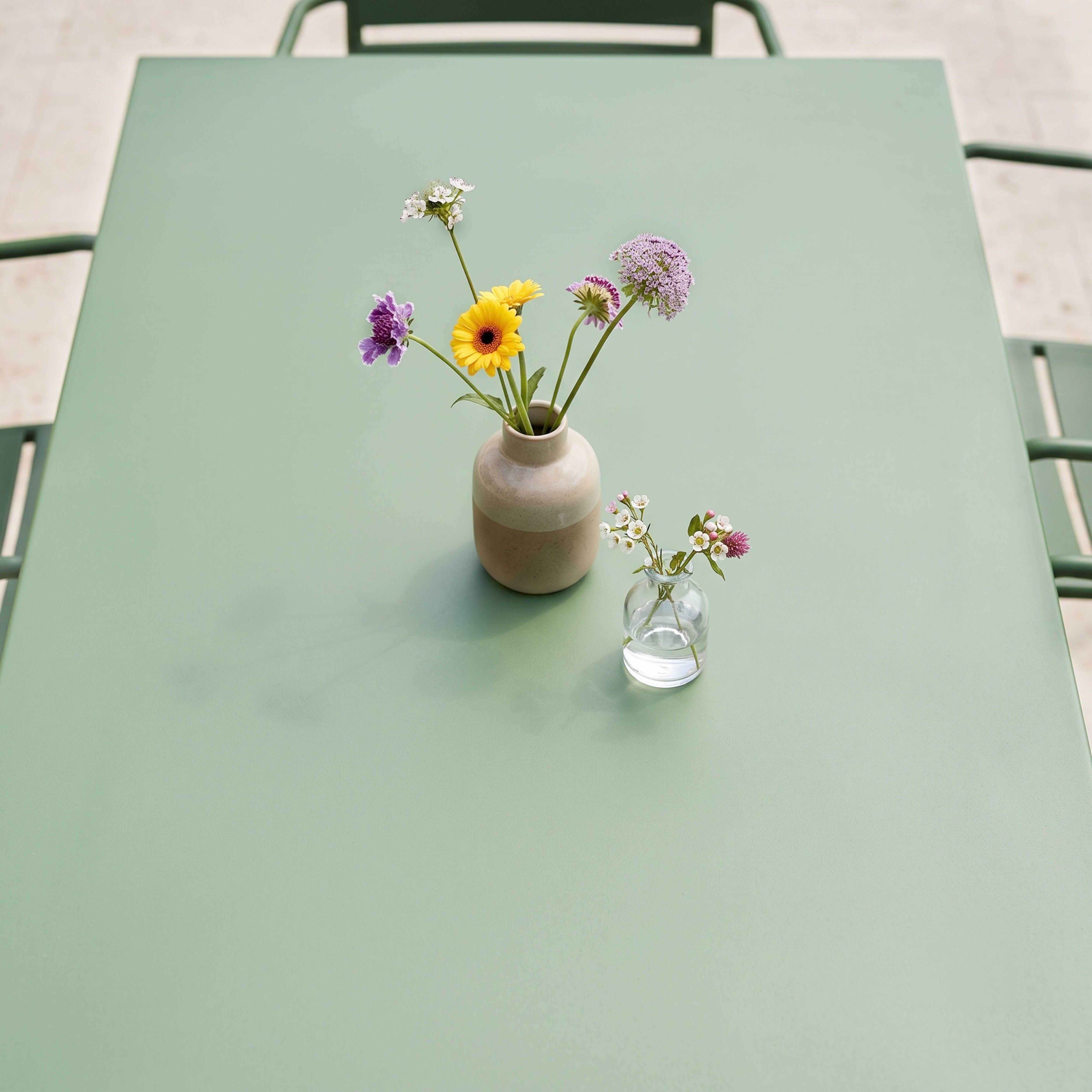 Oviala - Ensemble table de jardin et 6 fauteuils en métal vert cactus Palavas - Oviala - Imagen 3