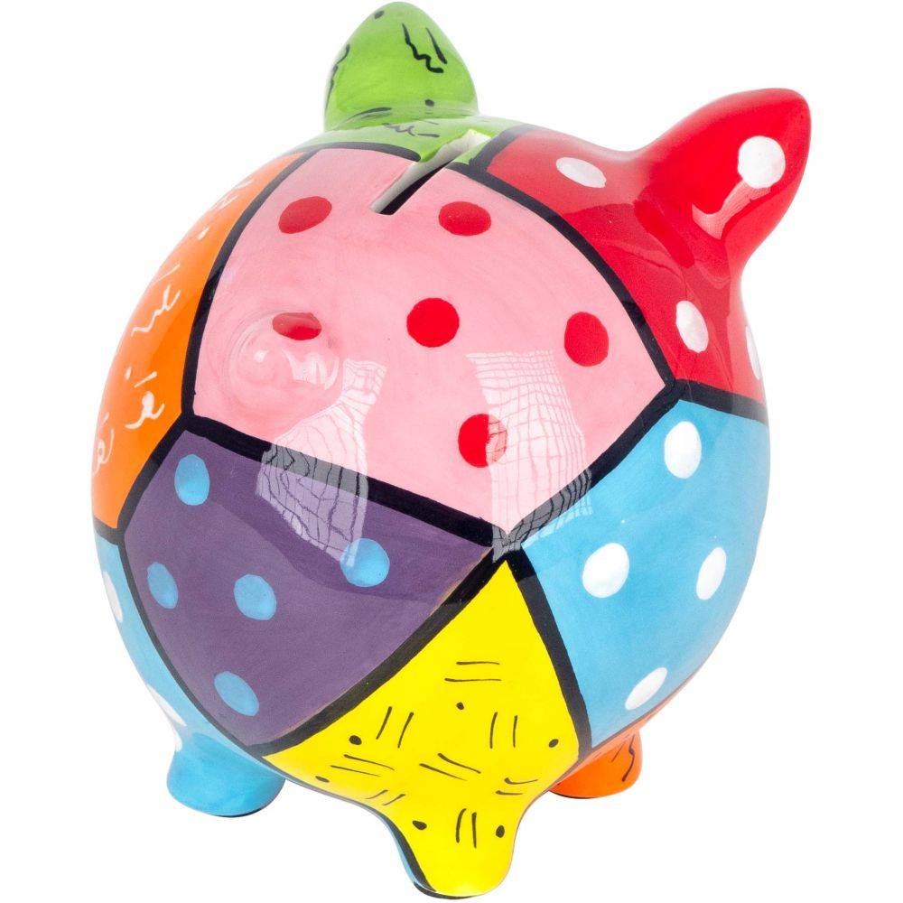 Origen - Tirelire en dolomite peinture multicolore Cochon - Imagen 3