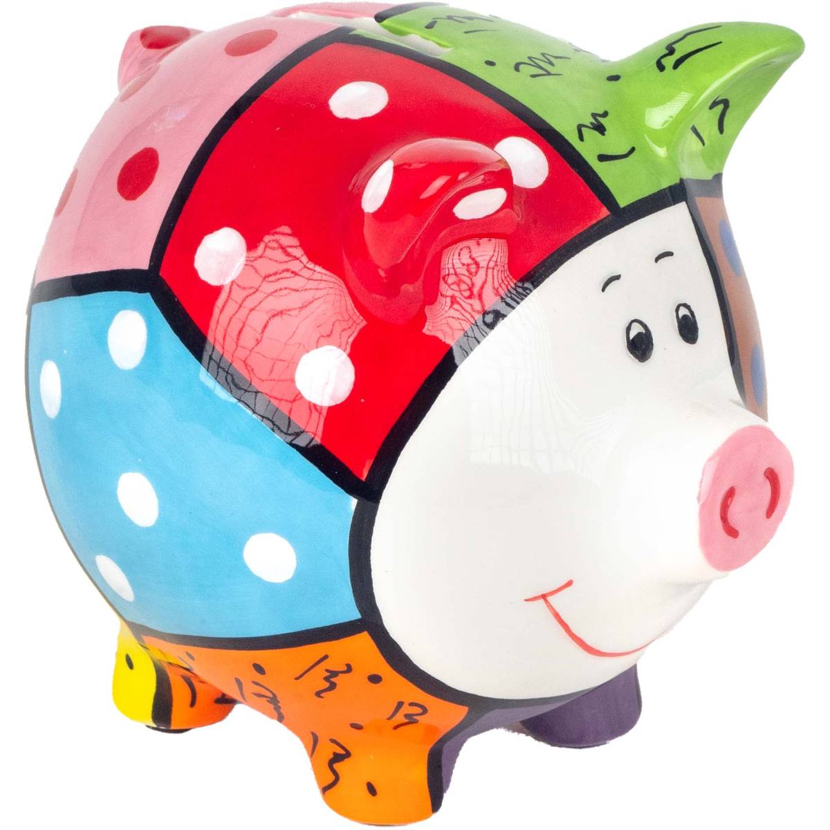 Origen - Tirelire en dolomite peinture multicolore Cochon - Imagen 1