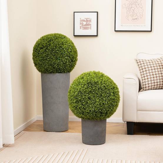 2 Boules de Buis Artificielles 50 cm Résistantes aux UV, Plantes en Boules de Faux Sphères Végétales, Vert - Image 9