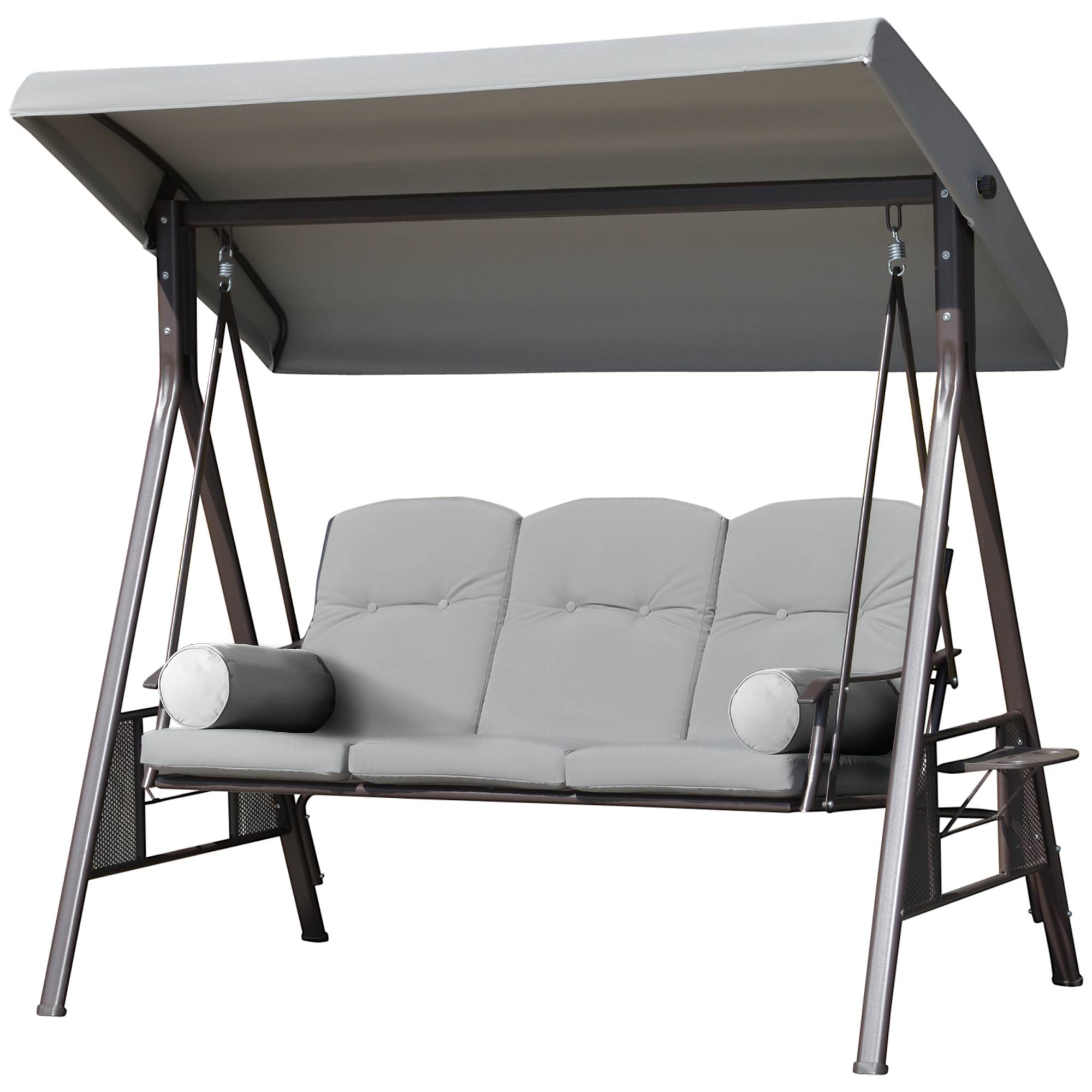 Balancelle de jardin 3 places métal terrasse toit inclinable 206cm gris - ComfortXL Outdoor Living - Image 2