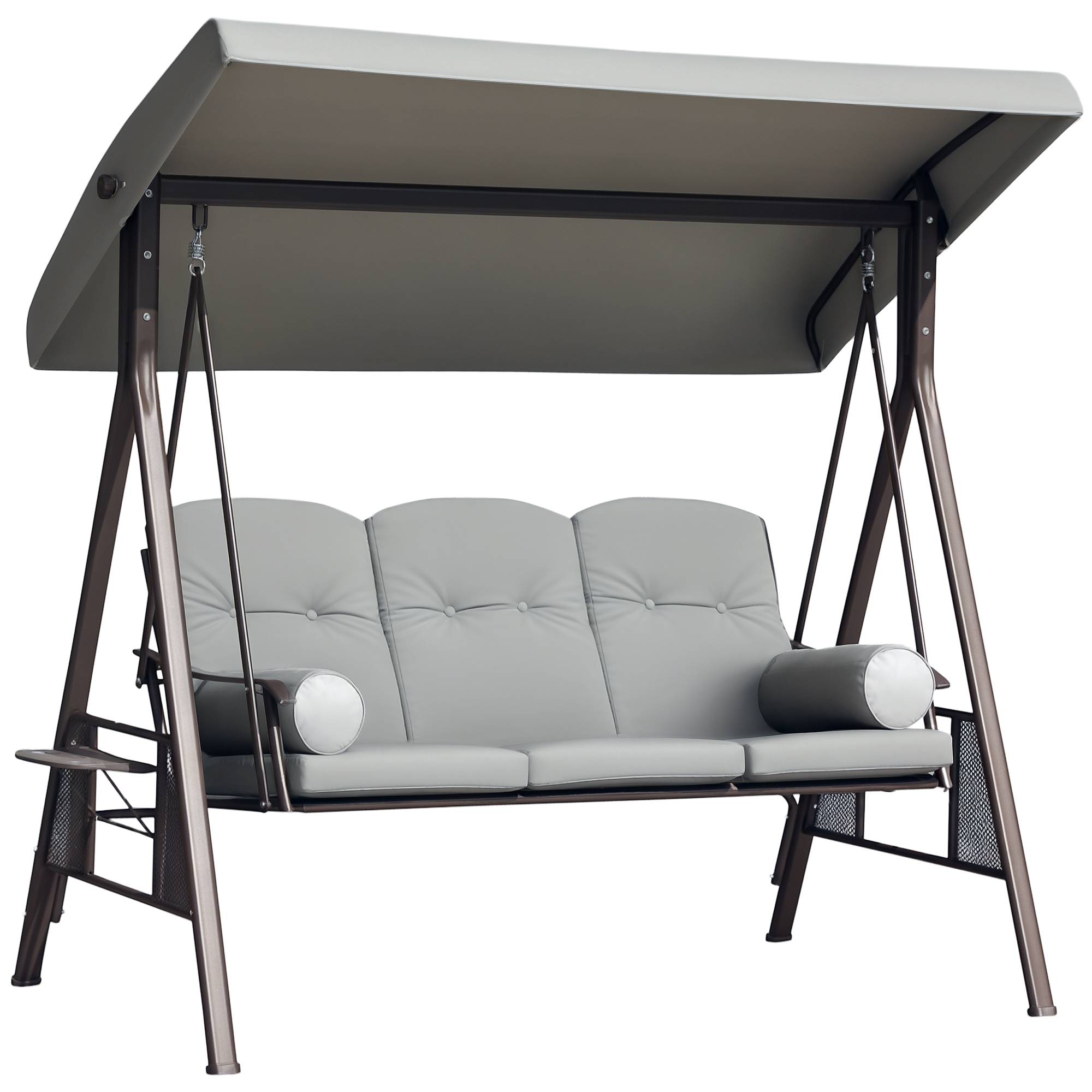 Balancelle de jardin 3 places métal terrasse toit inclinable 206cm gris - ComfortXL Outdoor Living - Image 1